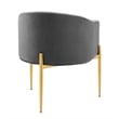 Maklaine Tufted Performance Velvet Stainless Steel Accent Chair in Gray