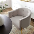 Maklaine Tufted Velvet Stainless Steel Accent Chair in Light Gray