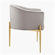 Maklaine Tufted Velvet Stainless Steel Accent Chair in Light Gray