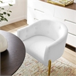 Maklaine Tufted Performance Velvet Stainless Steel Accent Chair in White