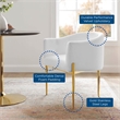 Maklaine Tufted Performance Velvet Stainless Steel Accent Chair in White