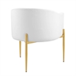 Maklaine Tufted Performance Velvet Stainless Steel Accent Chair in White