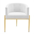 Maklaine Tufted Performance Velvet Stainless Steel Accent Chair in White
