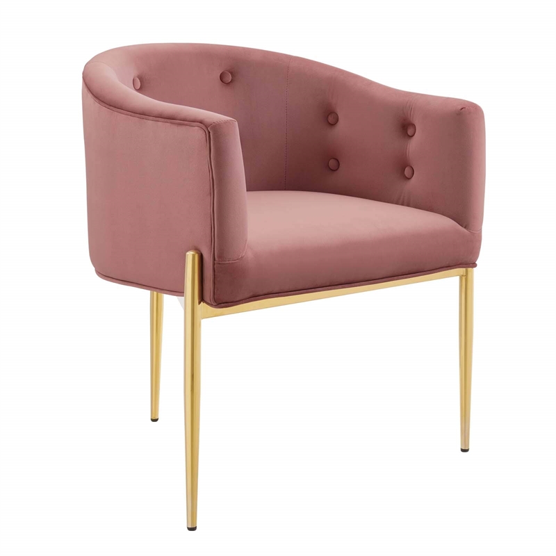 Maklaine Modern Tufted Velvet Accent Chairs in Dusty Rose Pink (Set of 2)