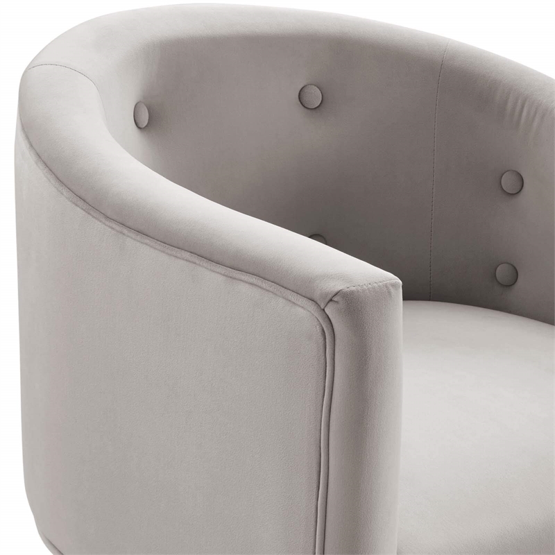 Maklaine Modern Tufted Velvet Accent Chairs in Light Gray (Set of 2)