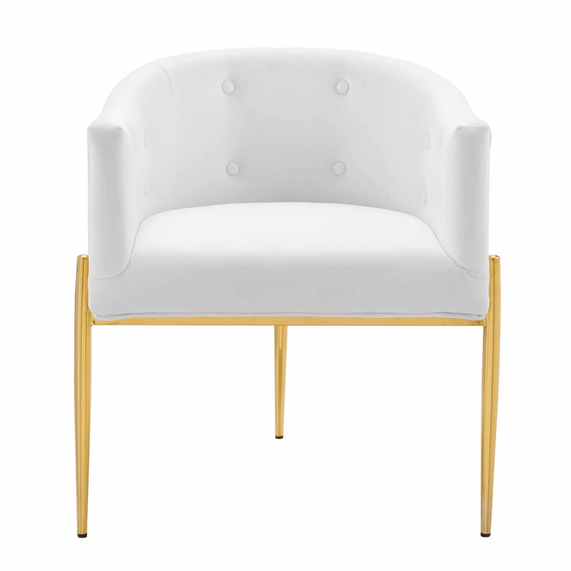 Maklaine Modern Tufted Velvet Accent Chairs in White (Set of 2)