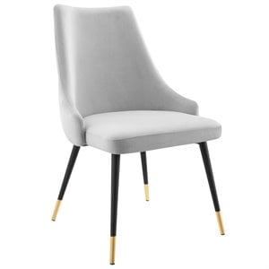 Maklaine 17.5&quot Tufted Performance Velvet Dining Side Chair in Light Gray