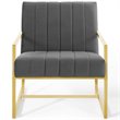 Maklaine Channel Tufted Performance Velvet Armchair in Charcoal