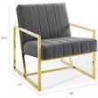 Maklaine Channel Tufted Performance Velvet Armchair in Charcoal