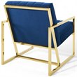 Maklaine Contemporary Channel Tufted Performance Velvet Armchair in Navy