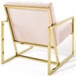 Maklaine Contemporary Channel Tufted Performance Velvet Armchair in Pink