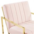 Maklaine Contemporary Channel Tufted Performance Velvet Armchair in Pink