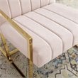 Maklaine Contemporary Channel Tufted Performance Velvet Armchair in Pink