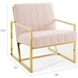 Maklaine Contemporary Channel Tufted Performance Velvet Armchair in Pink