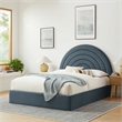 Maklaine Performance Velvet Upholstered Full Platform Bed in Cadet Blue