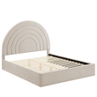 Maklaine Contemporary Performance Velvet Upholstered King Platform Bed in Almond
