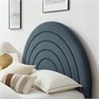 Maklaine Performance Velvet Upholstered King Platform Bed in Cadet Blue