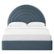 Maklaine Performance Velvet Upholstered King Platform Bed in Cadet Blue