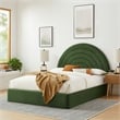 Maklaine Performance Velvet Upholstered King Platform Bed in Moss Green