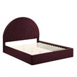 Maklaine Performance Velvet Upholstered King Platform Bed in Mulberry