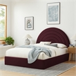 Maklaine Performance Velvet Upholstered King Platform Bed in Mulberry