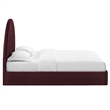 Maklaine Performance Velvet Upholstered King Platform Bed in Mulberry
