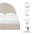 Maklaine Performance Velvet Upholstered Queen Platform Bed in Almond