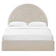 Maklaine Performance Velvet Upholstered Queen Platform Bed in Almond