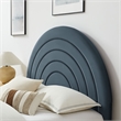 Maklaine Performance Velvet Upholstered Queen Platform Bed in Cadet Blue