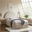 Maklaine Contemporary Performance Velvet Upholstered Twin Platform Bed in Almond