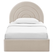 Maklaine Contemporary Performance Velvet Upholstered Twin Platform Bed in Almond
