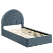 Maklaine Performance Velvet Upholstered Twin Platform Bed in Cadet Blue