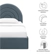 Maklaine Performance Velvet Upholstered Twin Platform Bed in Cadet Blue