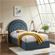 Maklaine Performance Velvet Upholstered Twin Platform Bed in Cadet Blue
