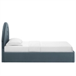 Maklaine Performance Velvet Upholstered Twin Platform Bed in Cadet Blue