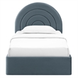 Maklaine Performance Velvet Upholstered Twin Platform Bed in Cadet Blue