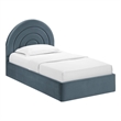 Maklaine Performance Velvet Upholstered Twin Platform Bed in Cadet Blue
