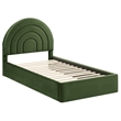 Maklaine Performance Velvet Upholstered Twin Platform Bed in Moss Green