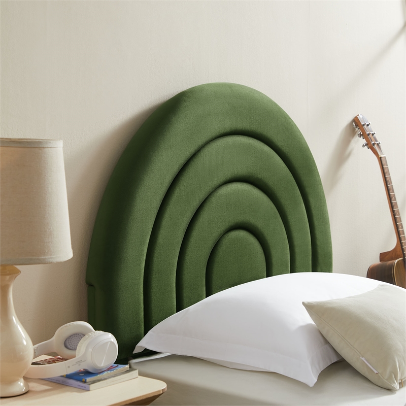 Maklaine Performance Velvet Upholstered Twin Platform Bed in Moss Green