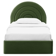 Maklaine Performance Velvet Upholstered Twin Platform Bed in Moss Green