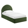 Maklaine Performance Velvet Upholstered Twin Platform Bed in Moss Green