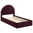 Maklaine Performance Velvet Upholstered Twin Platform Bed in Mulberry
