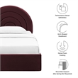 Maklaine Performance Velvet Upholstered Twin Platform Bed in Mulberry