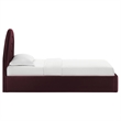 Maklaine Performance Velvet Upholstered Twin Platform Bed in Mulberry