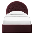 Maklaine Performance Velvet Upholstered Twin Platform Bed in Mulberry