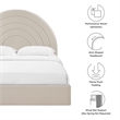 Maklaine Contemporary Performance Velvet Upholstered Full Platform Bed in Almond