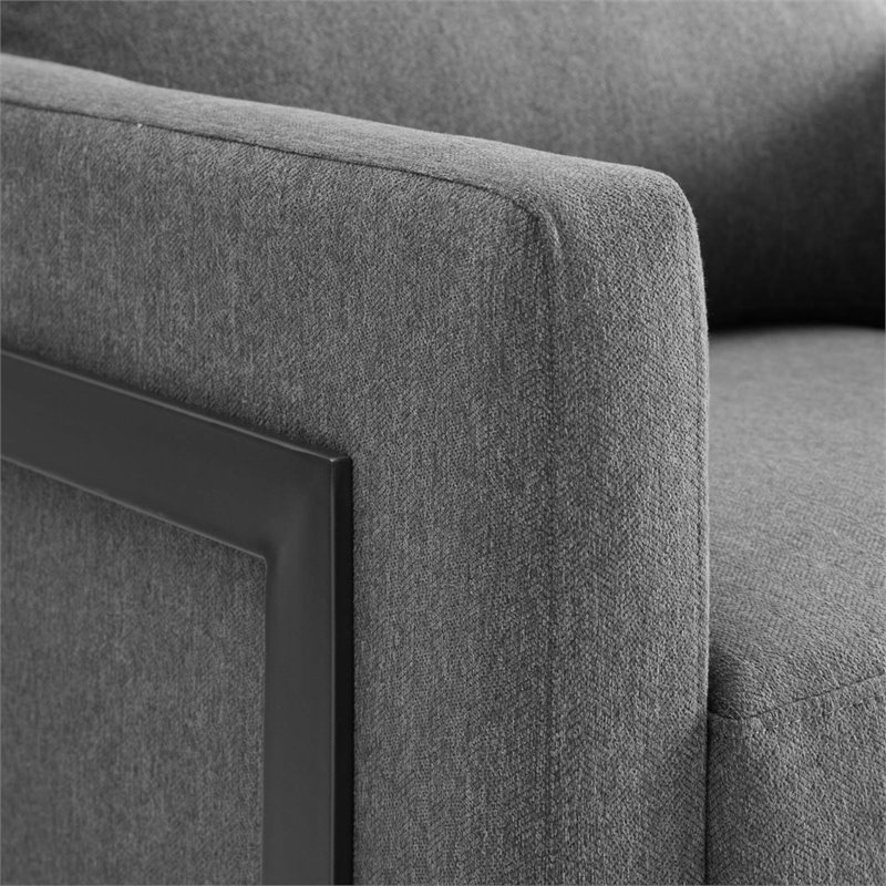 Maklaine Upholstered Fabric Upholstered Accent Chair in Black and Charcoal