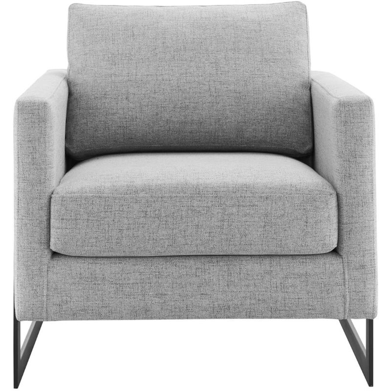 Maklaine Upholstered Fabric Upholstered Accent Chair in Black and Light Gray