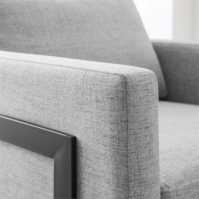 Maklaine Upholstered Fabric Upholstered Accent Chair in Black and Light Gray