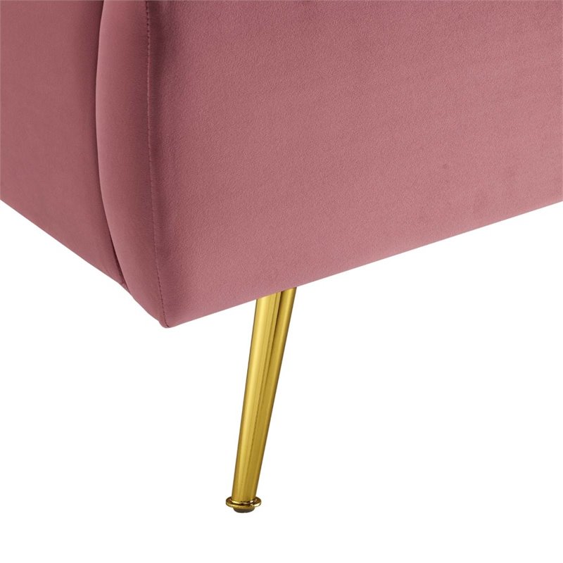 Maklaine Queen Performance Velvet Wingback Platform Bed in Dusty Rose